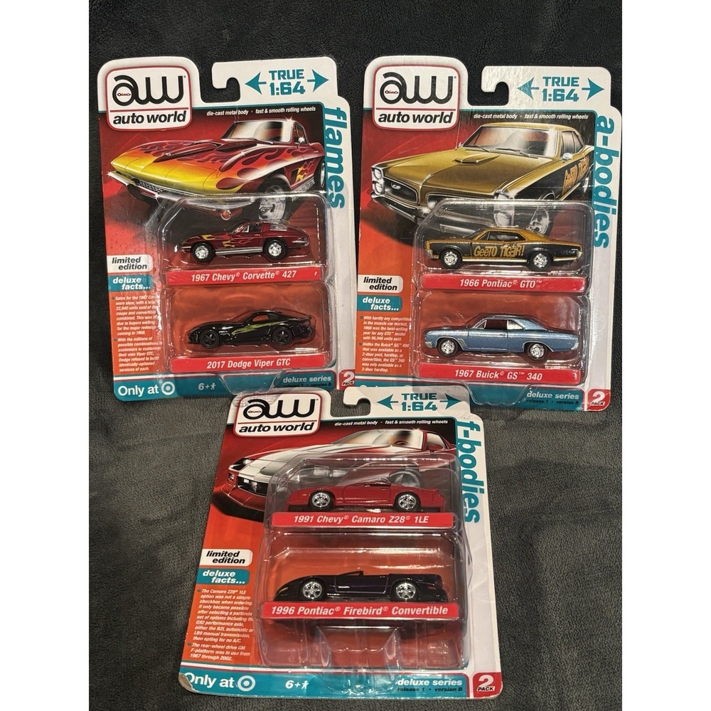 AW Auto World Limited Edition a-bodies f-bodies & flames‎ Three 2-packs.